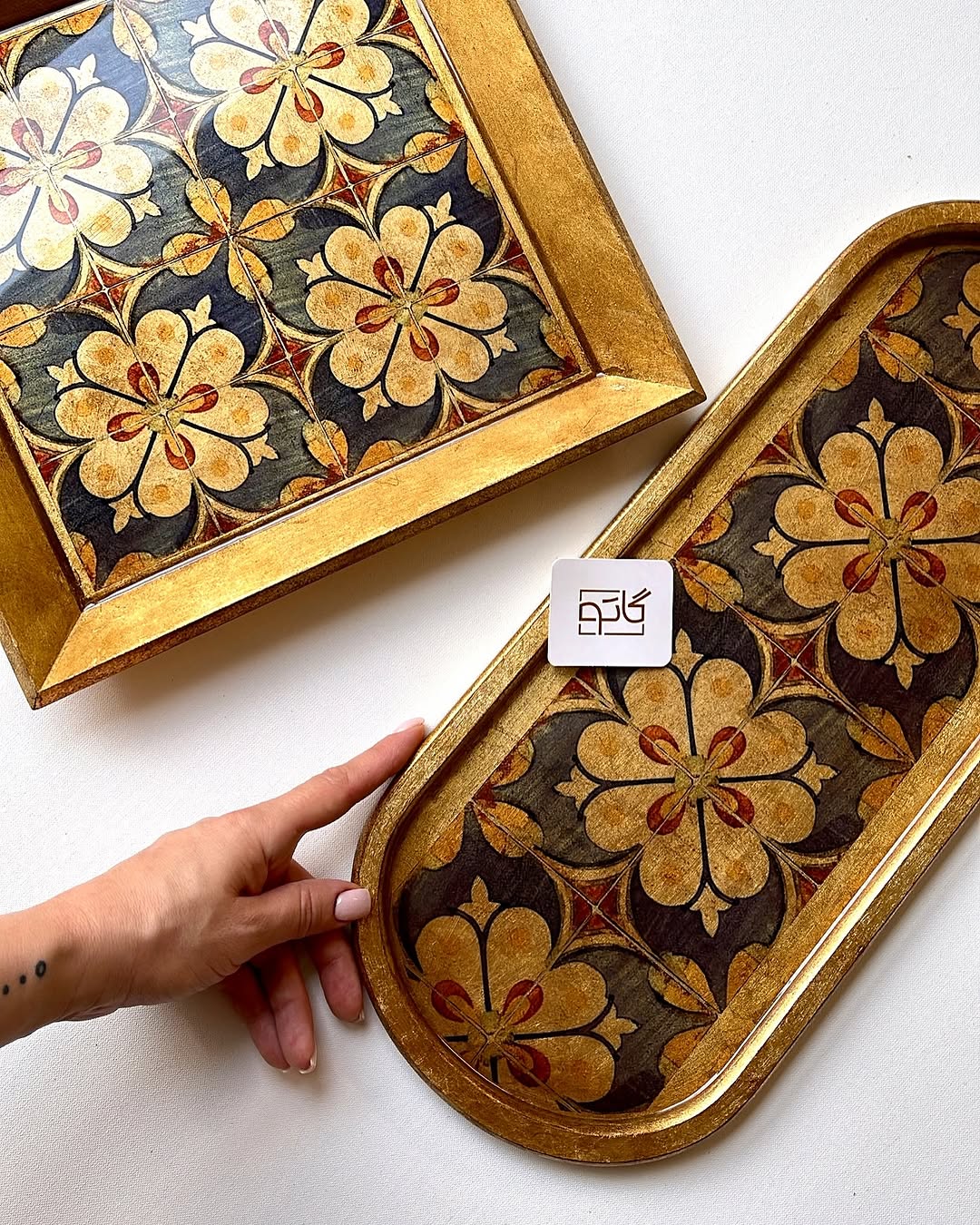 Persian Tabaq : Set of 2 Square & long tray.