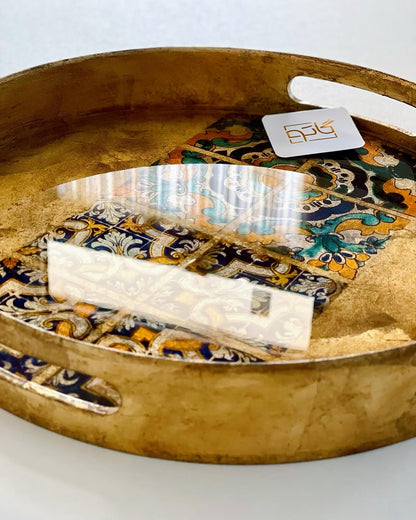 Persian Tabaq : Round Wooden Tray inspired from Gulf