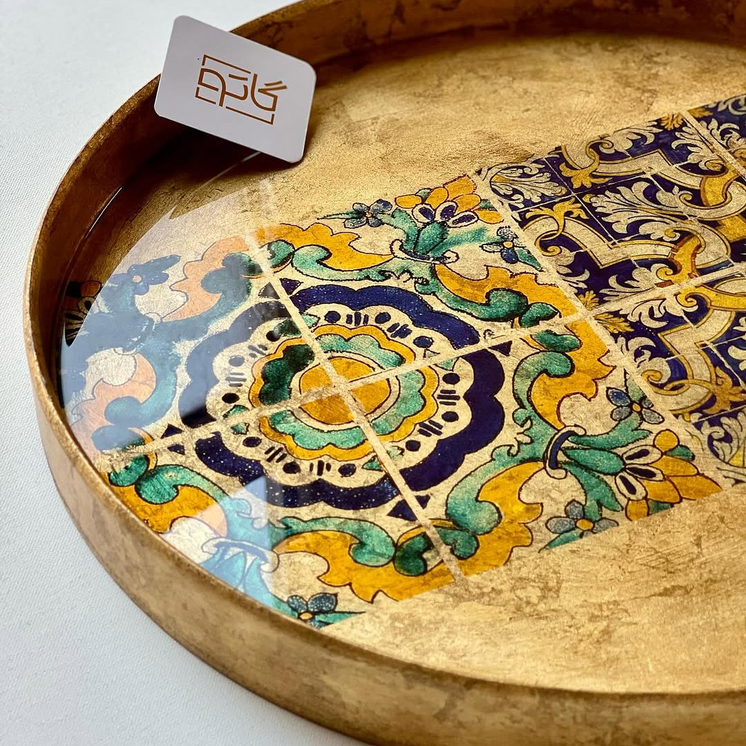 Persian Tabaq : Round Wooden Tray inspired from Gulf