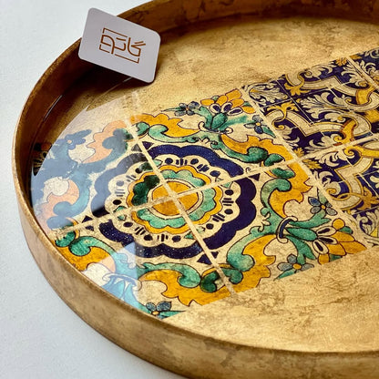 Persian Tabaq : Round Wooden Tray inspired from Gulf