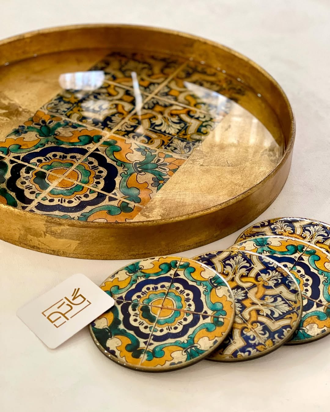 Persian Tabaq : Round Wooden Tray inspired from Gulf