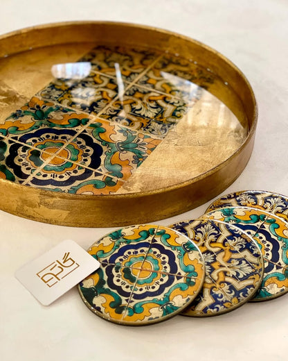 Persian Tabaq : Round Wooden Tray inspired from Gulf